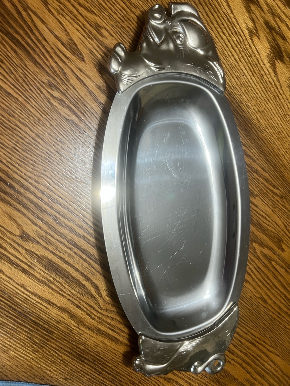Pig Silver Metal Serving Tray with Decorative Accents made in Germany vintage